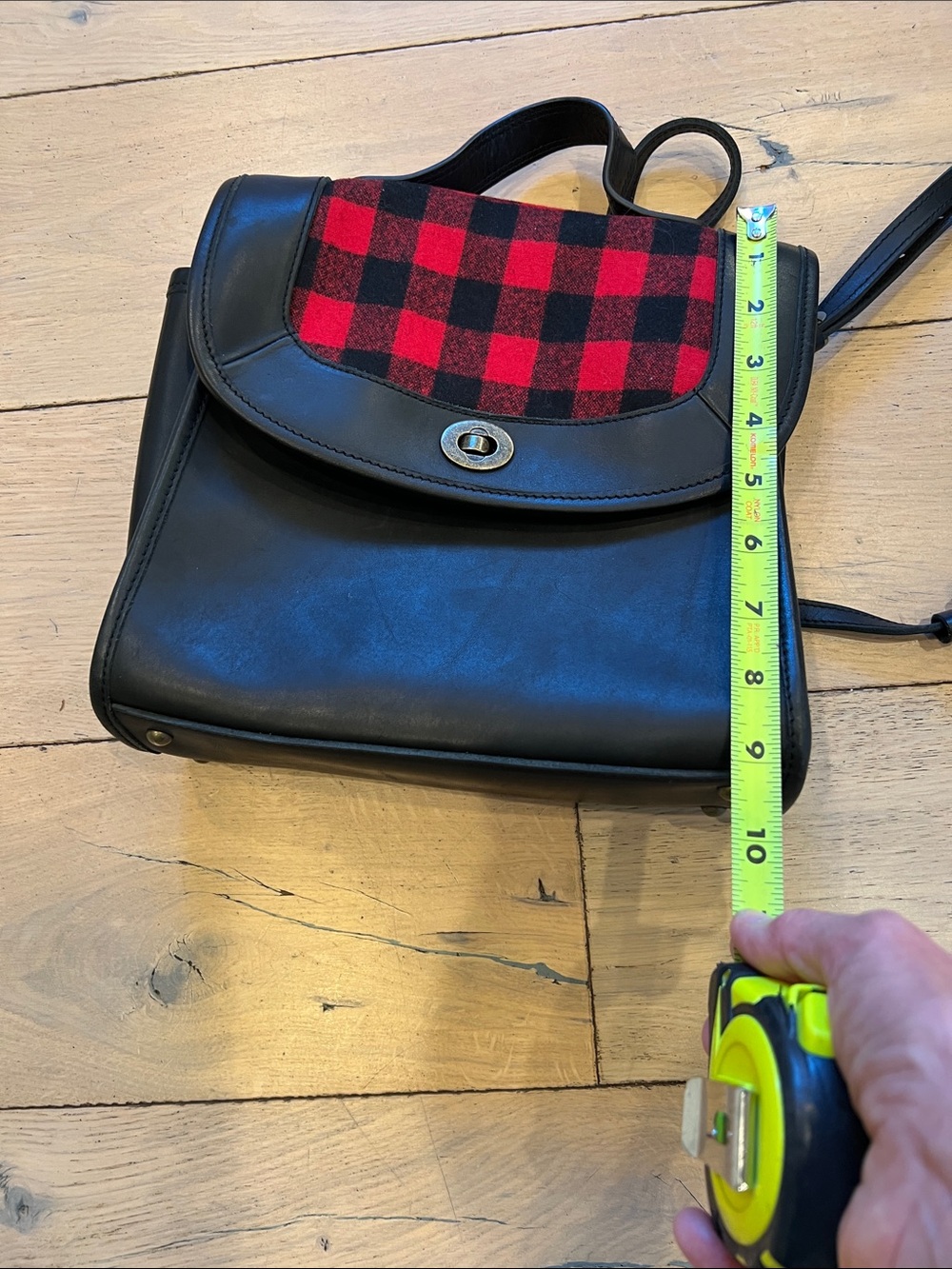 Pendleton Black Leather Crossbody Bag with Red Buffalo Plaid Accent - Picture 8 of 8